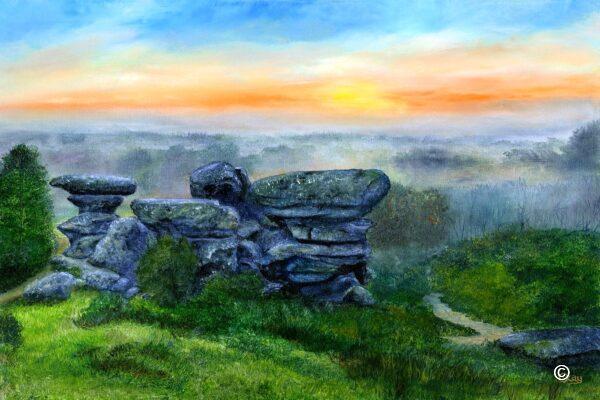 Misty morning at Brimham Rocks - Print